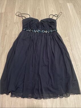 Rabbit Rabbit Rabbit Black Spaghetti-Strap Chiffon Dress with Beaded Waist